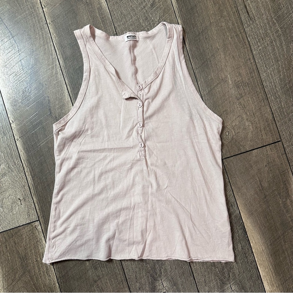 LA Made Cream Button Tank Top